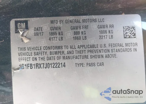 2018 Chevrolet Camaro 1Lt z USA, uszkodzony, nr VIN 1G1FB1RX7J0122214